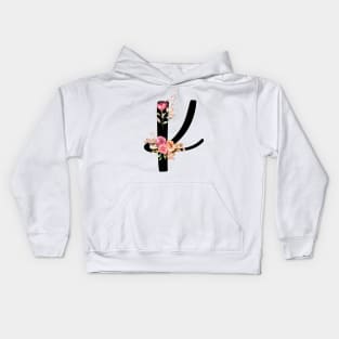 Letter K With Watercolor Floral Wreath Kids Hoodie